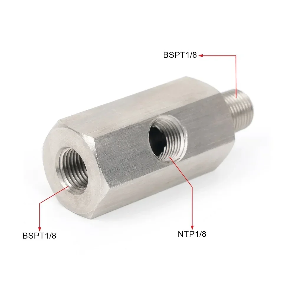 

Нержавеющая сталь 1/8 дюйма BSPT датчик давления масла фитинг масляного тройника к адаптеру NPT турбо манометр линии подачи T