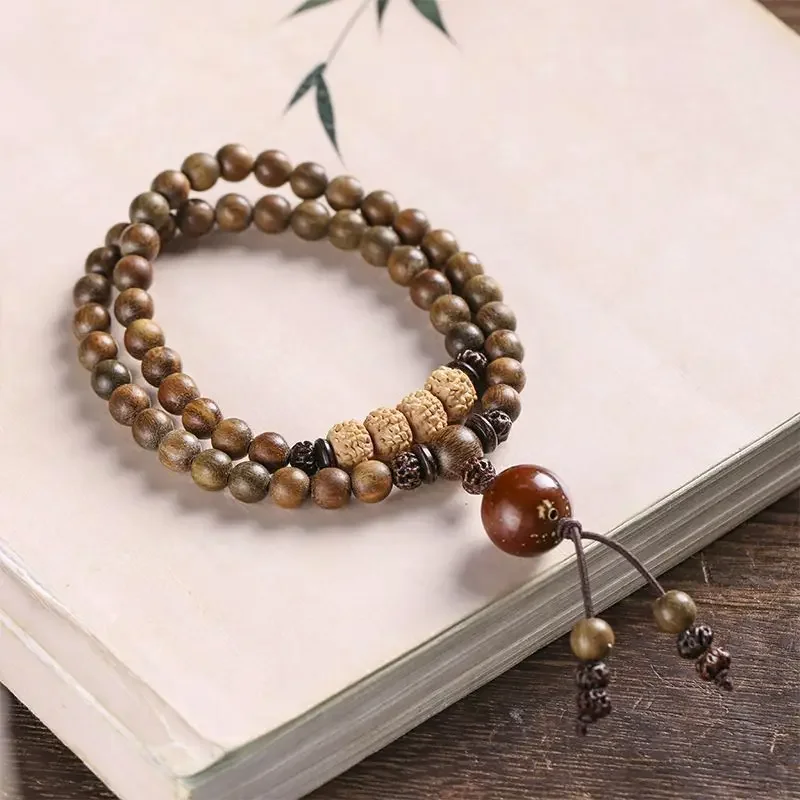 Изысканный браслет из старого материала двойные круглые четки маленький King Kong