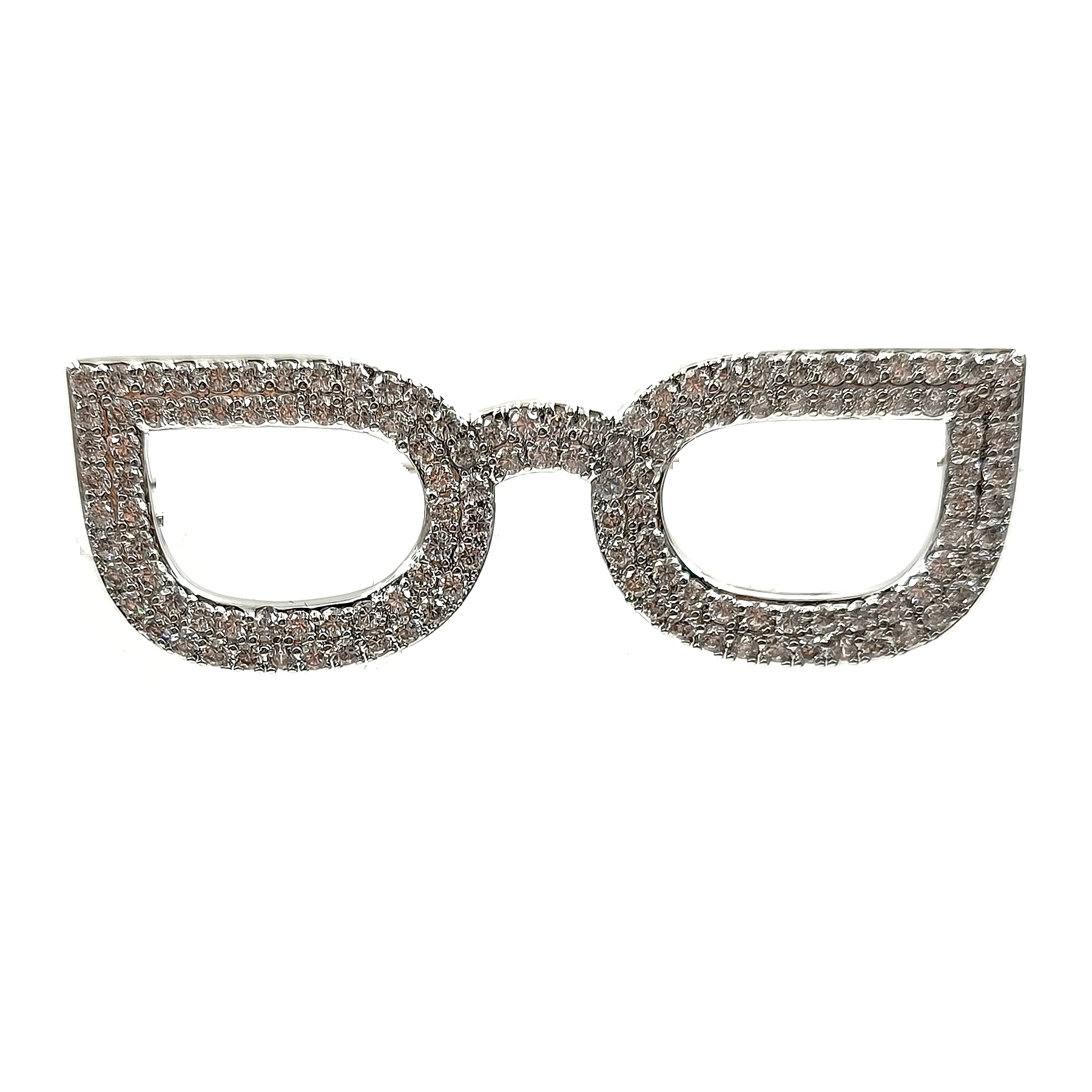 

Sparkling Silver Tone Clear CZ Eyes Glasses Brooches Pins Unisex Offical Suit Blazer Outfit Bag Hat Dressy Cape Costume Jewelry