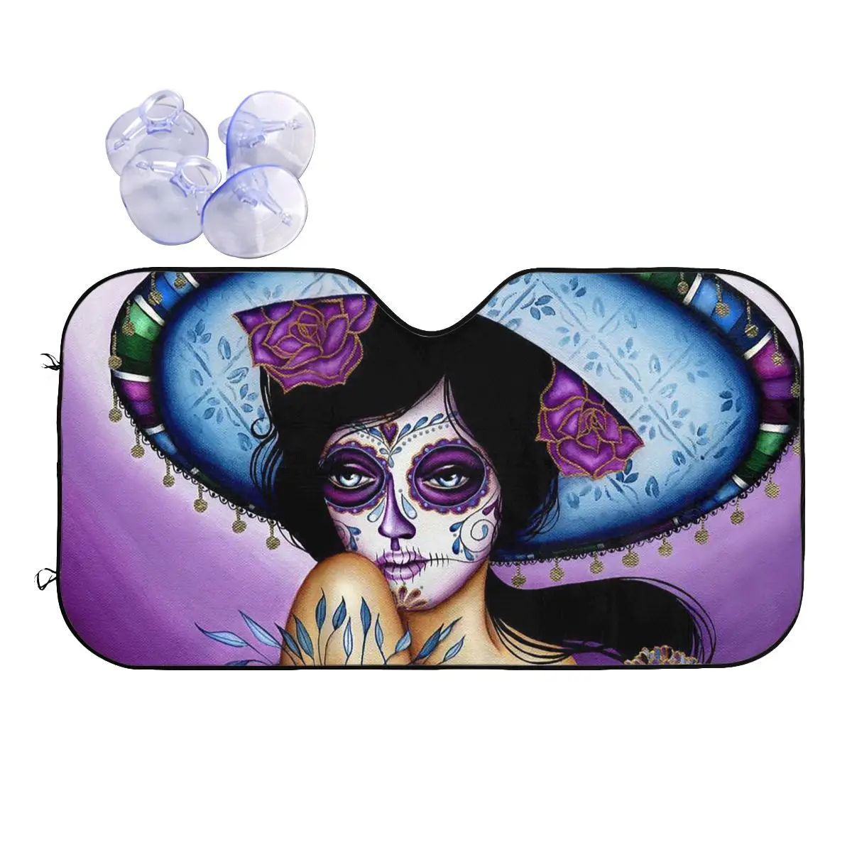 

Sugar Skull Vintage Windshield Sunshade 70x130cm Beautiful Girl Foils Sun Visor Solar Protect