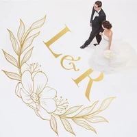 floral wedding floor stickers custom initial letters vinyl decal marriage ceremony decoration party dance floor sticker 4120