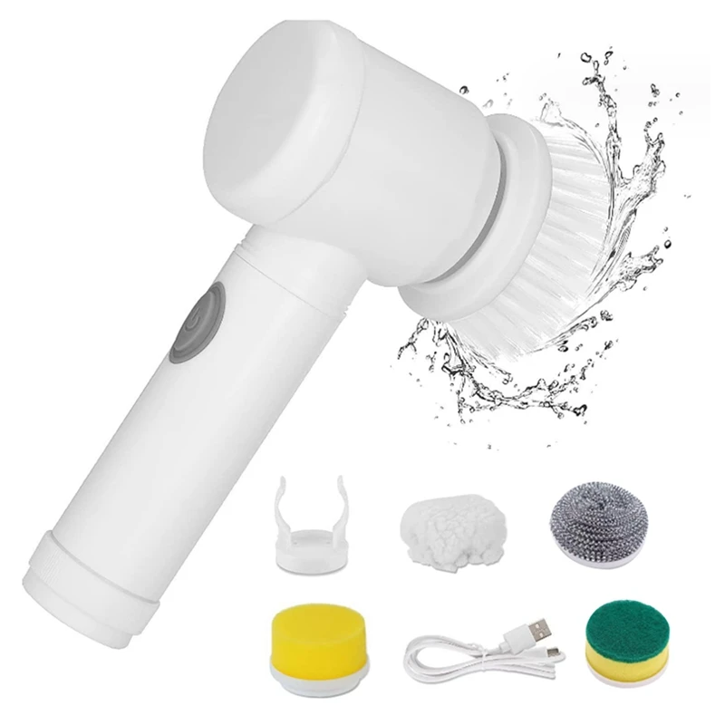 

Electric Cleaning Brush Rechargeable Cleaning Tools Electric Spin Scrubbers With 5 Brush Heads For Bathroom Wall Kitchen