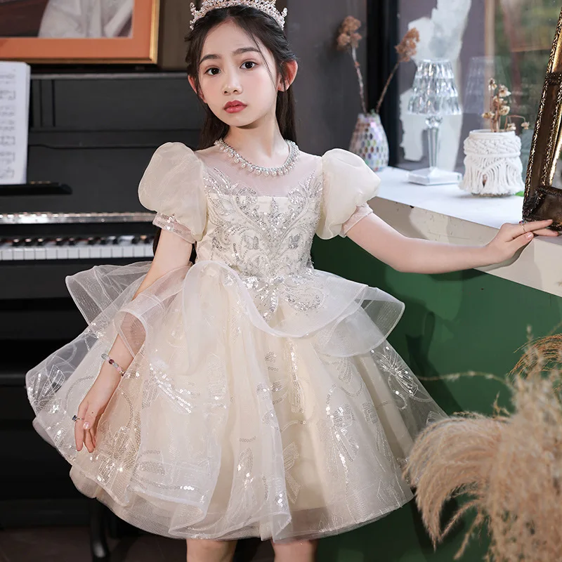 

Little girl's high-end westernized birthday puffy dress children's super fairy princess dress spring/summer performance costumes