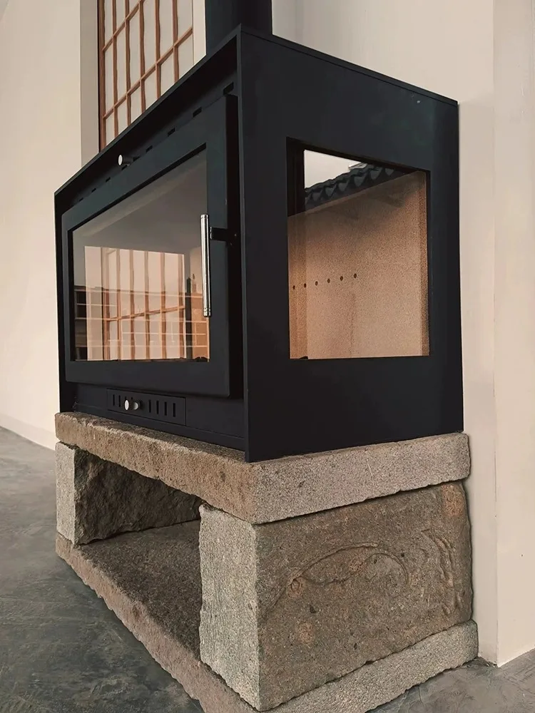 Камин реальный огонь дровяная печь домашняя с подогревом самосборный дом