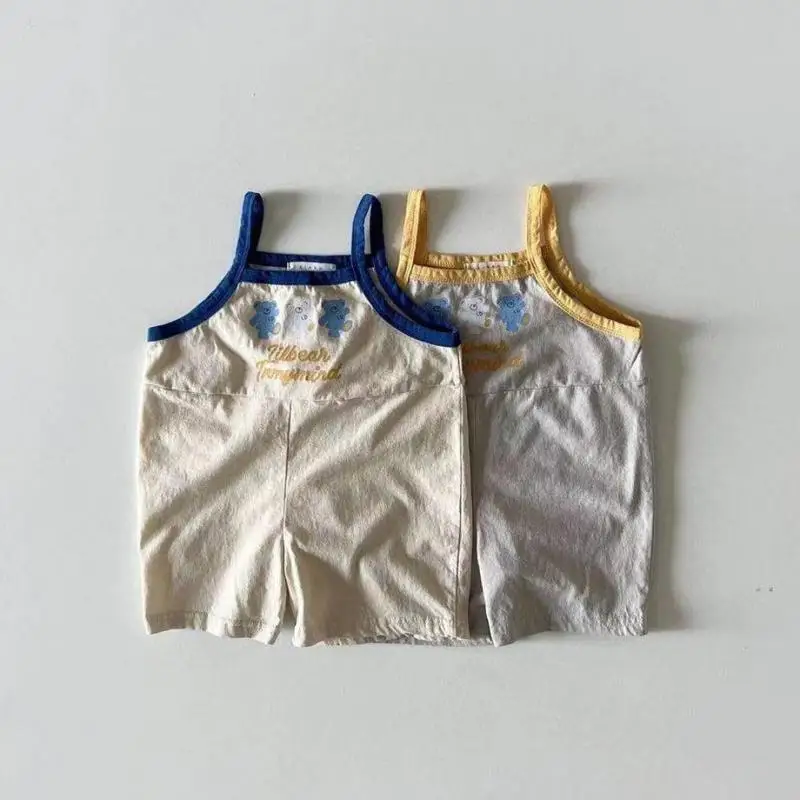 

Baby Unisex Summer New Arrival Bodysuit Girl Cute Bear Sexy Sling Jumpsuit Toddler Boy Casual Thin Letter Cotton Romper