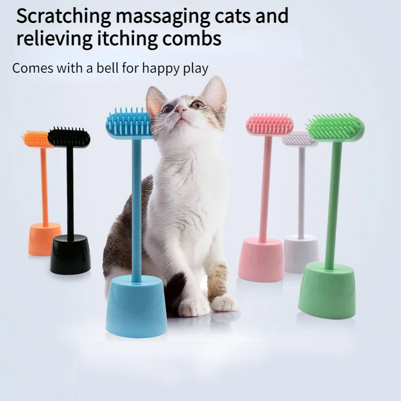 6-color Hair Scrubber Cats Massage Self Groomer Comb Wall Brush Rubs Catnip The Face with Tickling Comb Cat Grooming Accessories