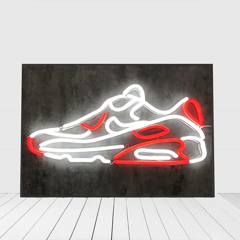 

Basketball Shoes Poster Street Neon Effect Canvas Prints Paintings on The Wall Art Poster and Print for Boy's Room Home Decor