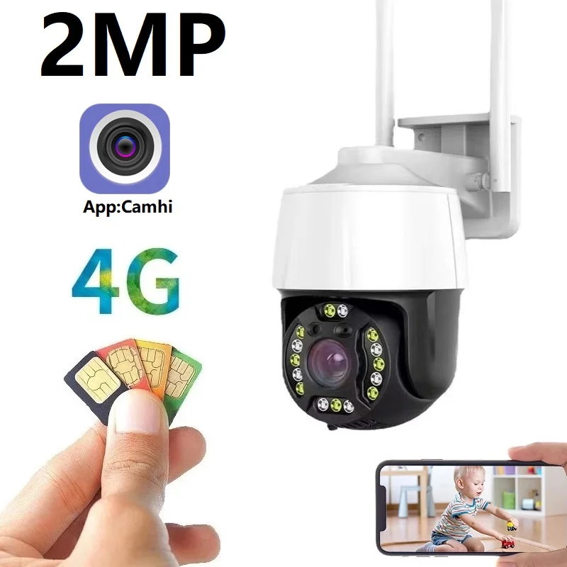 

Outdoor Security 4G Camera Camhi GSM Sim Card PTZ Camera Outdoor Auto Tracking Human Detection Dual Lights Camera