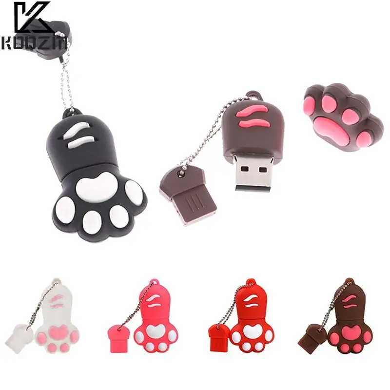 

Cartoon Cat Paw Pen Drive Key Chain Pendrive USB Flash Drive 64GB 16GB 4GB Cute New Memory Stick
