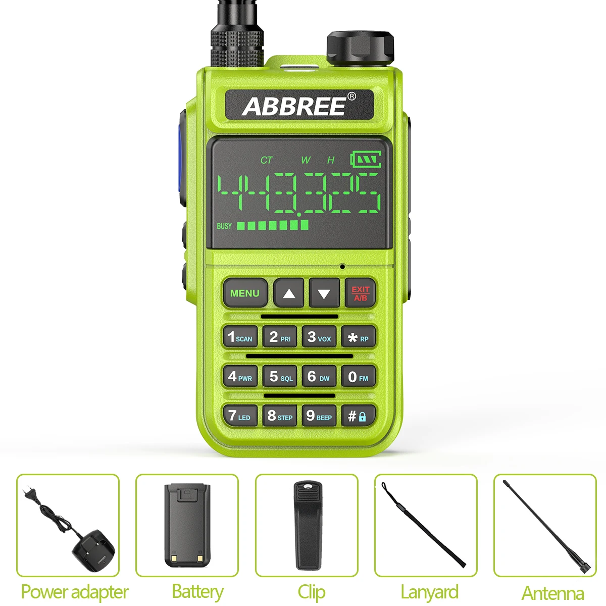 2022.ABBREE AR-518 108-660MHz Full Band Air Band 1.77in Large Screen Wireless Copy Frequency Type-C Charger Ham Radio Walkie