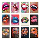 Скандинавский граффити модная Картина на холсте сексуальные губы плакаты и принты Настенная картина для гостиной домашний декор роспись