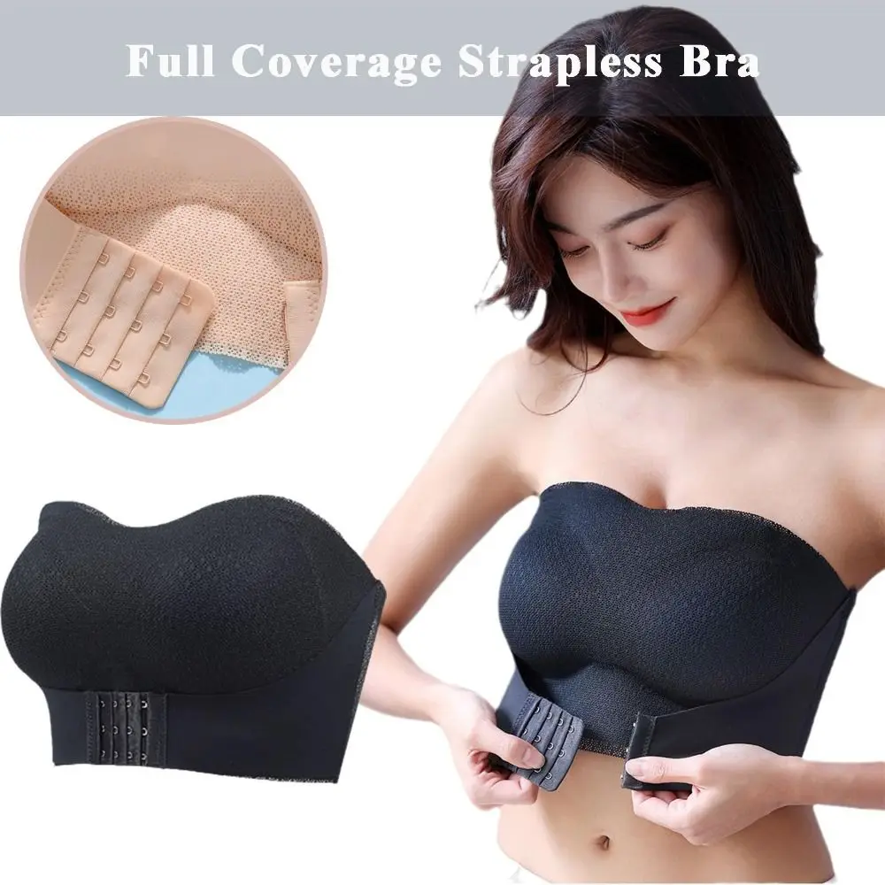 

Strapless Strapless Bra Full Coverage Anti-Slip Gathering Bra Underwear Plus Size Bra for Women Summer