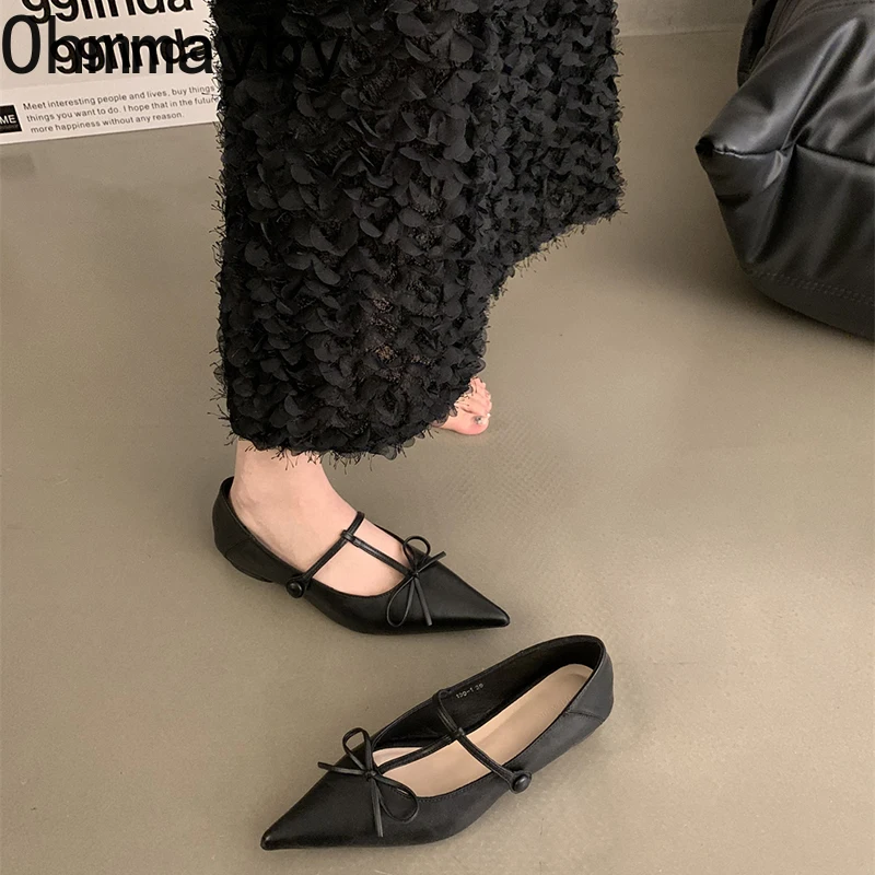 2024 весенне-осенняя женская обувь Мэри Джейн модная офисная с острым носком
