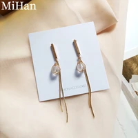mihan 925 silver needle glass earrings popular design hot selling long metal chiantassel earrings for women girl party gift