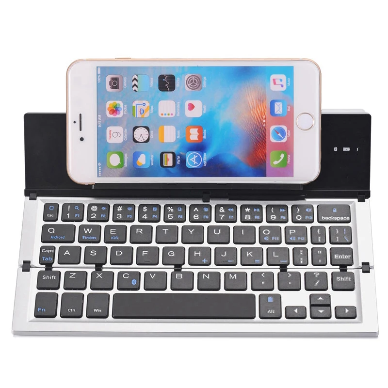 

GK608 Portable Mini Bluetooth Wireless Folding Keyboard Aluminum Alloy Foldable Rechargeable Keyboard for Mobile Phone Tablets