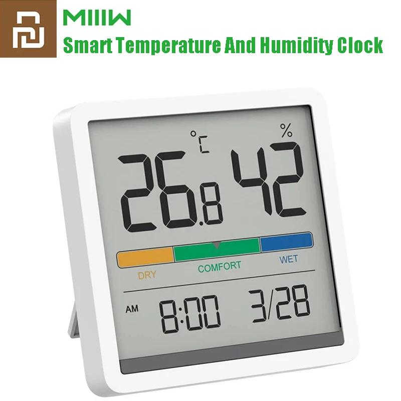 

Youpin Miiiw Mute Temperature And Humidity Clock Smart Home Indoor High-precision Baby Room C/F Monitor 3.34inch Huge LCD Screen