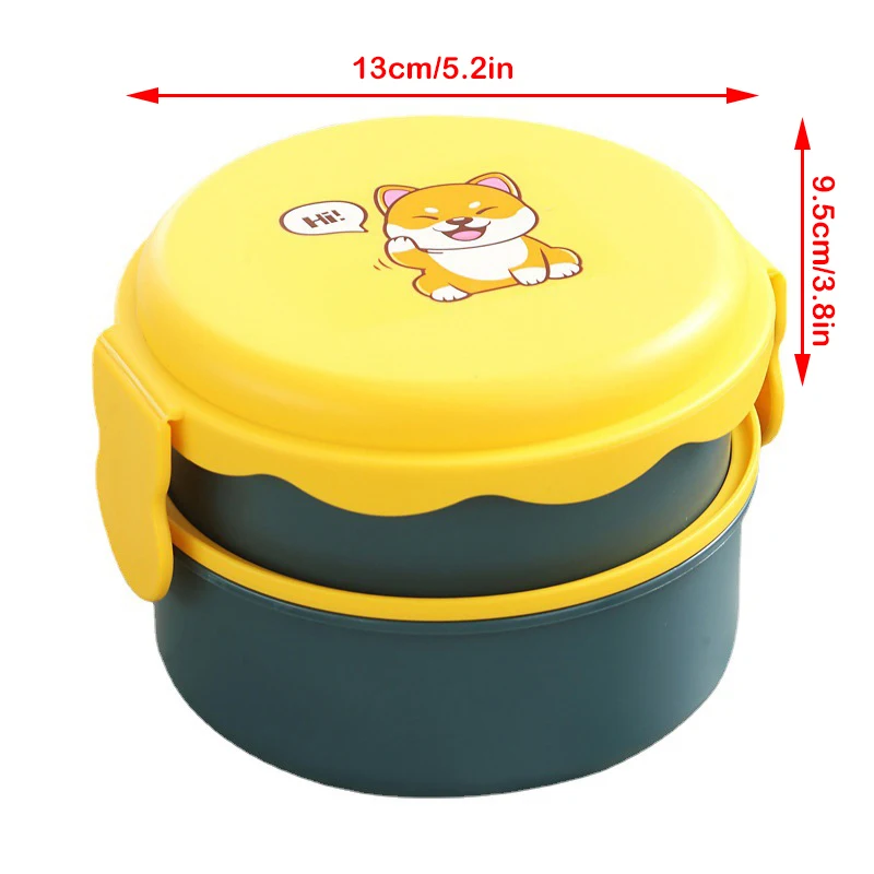 Бытовая коробка для завтрака с милыми животными двухслойная круглая