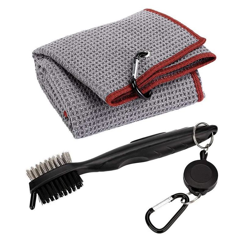 

Golf Club Brush Microfiber Towels 40*60cm with Clip Men Women Golf Club Groove Cleaner Kit 2 Sided Club Cleaning Brush