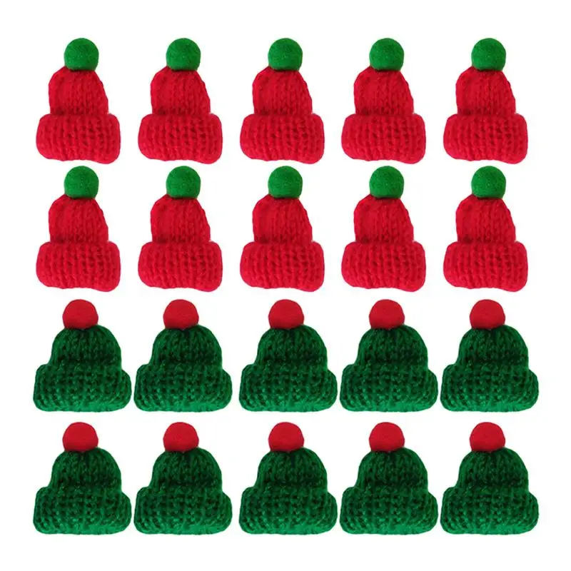 

20Pcs Christmas Miniature Santa Hats Christmas Wine Bottles Decor DIY Craft Accessories