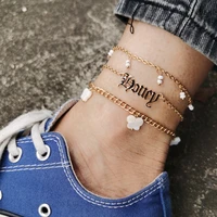 bohemia white butterfly anklets for women foot accessories summer beach barefoot ankle on the leg