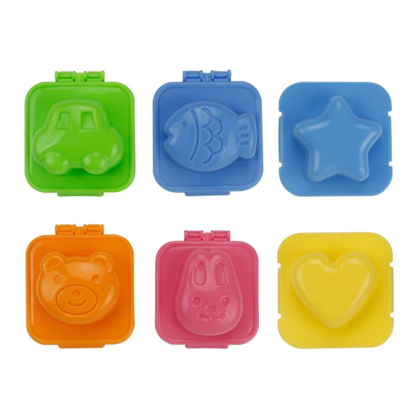 

6 шт., зеркальная форма для сэндвичей, форма для мультяшных суши, рисовый онигири, форма для прессования бэнто, инструмент «сделай сам» для де...