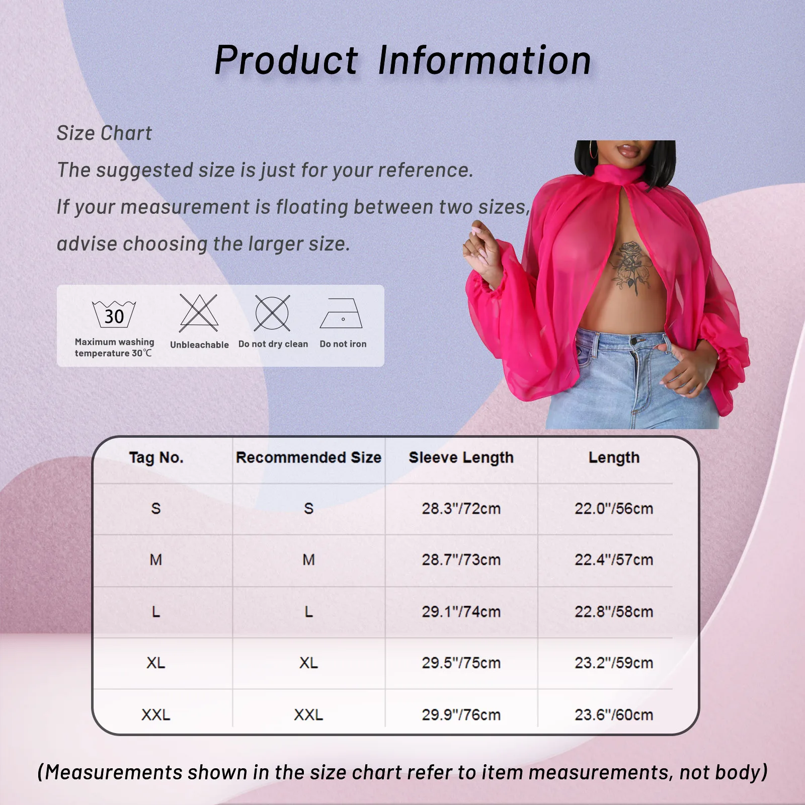 Womens Chiffon Sheer See Through Long Sleeve Mock Neck Tie Up Open Front And Back Loose Tops Cover Up Blouse Feshion Female Wear