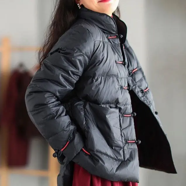 2023 Spring Autumn Women White Duck Down Jacket Thin New Coat Ladies Short Stand-Up Collar Down Coats Buttons Ladies Down M05