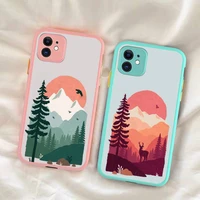 maiyaca mountain tree sunset phone case for iphone x xr xs 7 8 plus 11 12 13 pro max 13mini translucent matte shockproof case