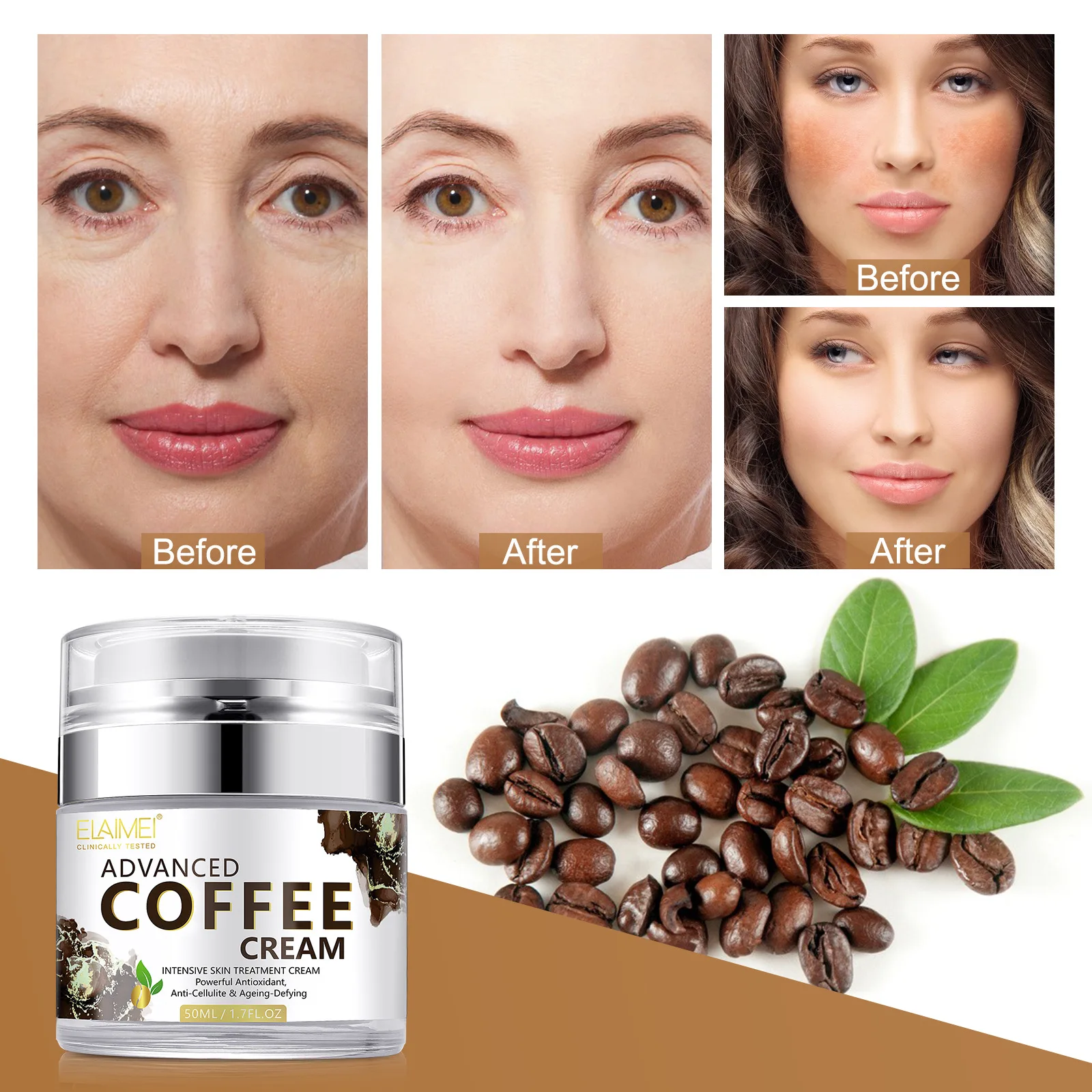 

Caffeine Face Moisturizer Best Antioxidant, Anti-Wrinkle Moisturizing Lotion Hydrates, Firms & Tones for Luscious, Radiant Skin