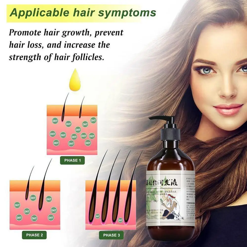 300ml Polygonum Multiflorum Shampoo Herbal Repairs Stripping Roots Permanent Turn Black And Anti Hair Moisturizing Nourishi W4K0