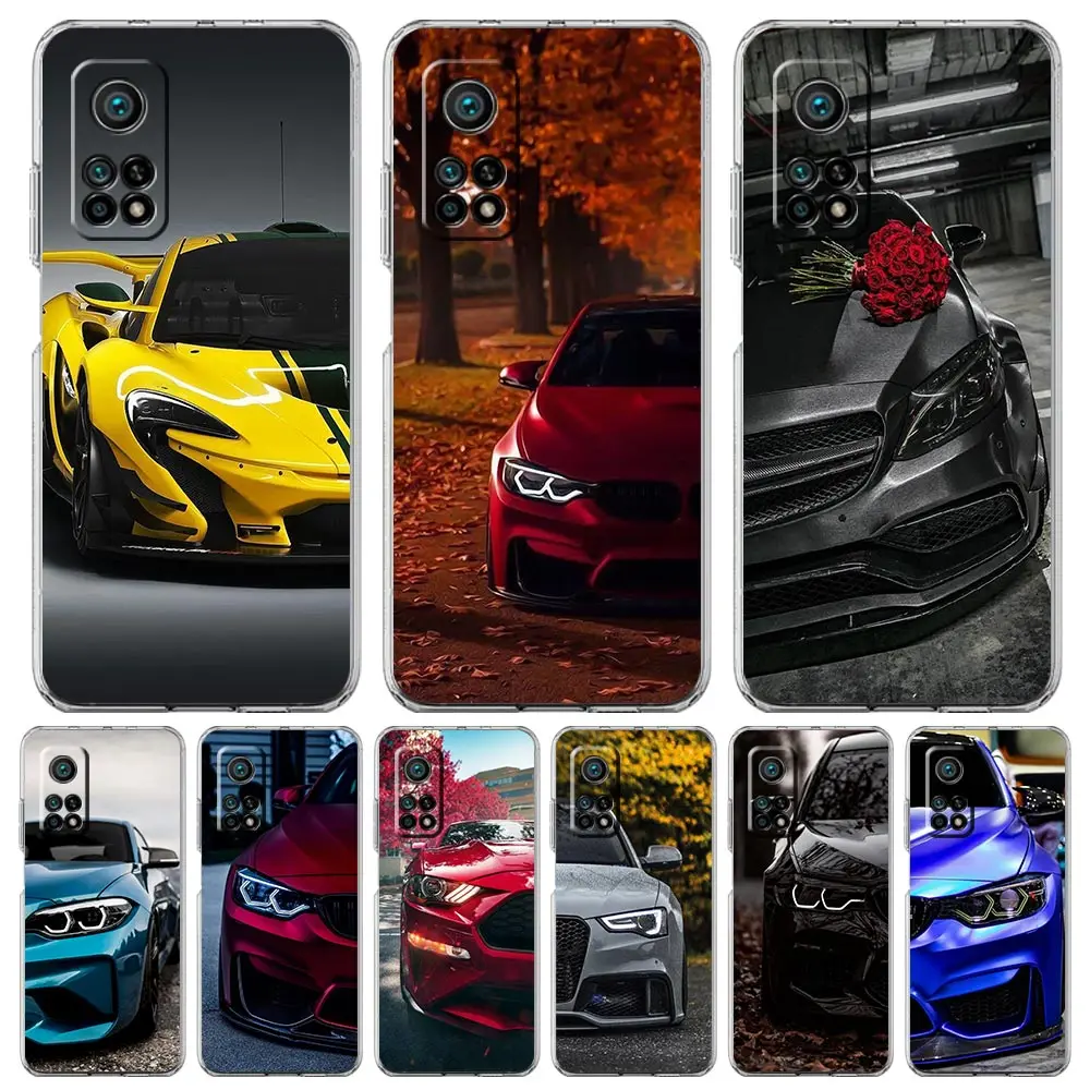 

Blue Red Sports car Cars Phone Case For Xiaomi Mi 12T 10 12 Lite 11 Ultra 11X 11T Pro 11i Poco X4 X3 NFC F3 M3 M4 5G Clear Cover