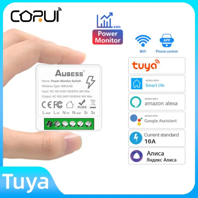 

Умный выключатель CORUI Tuya, мини-переключатель с Wi-Fi, 16 А, 2 режима управления, с поддержкой Alexa Google Home и Яндекс Alice