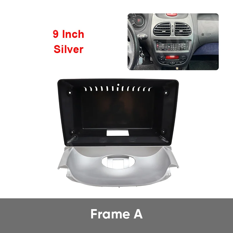 Фото MAMSM для PEUGEOT 2004-2008, 206/2006-2013, CITROEN C2, 9-дюймовая рамка для автомагнитолы 2 DIN, панель приборной панели, накладка на приборную панель №2