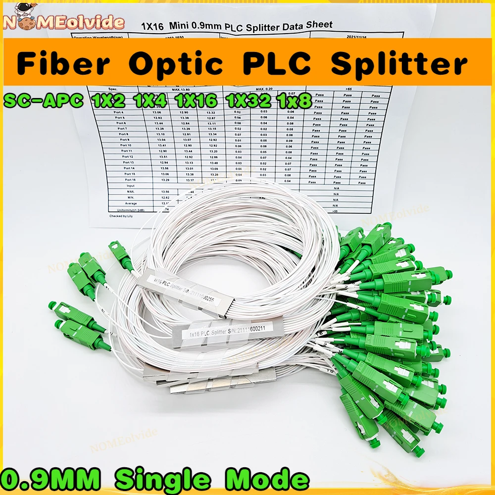 10 шт./партия 1X2 1X4 1X8 1X16 PLC SC/APC 9 мм SM одномодовый G657A1 LSZH и PVC 1m FTTH волоконно-оптический сплиттер высокого качества