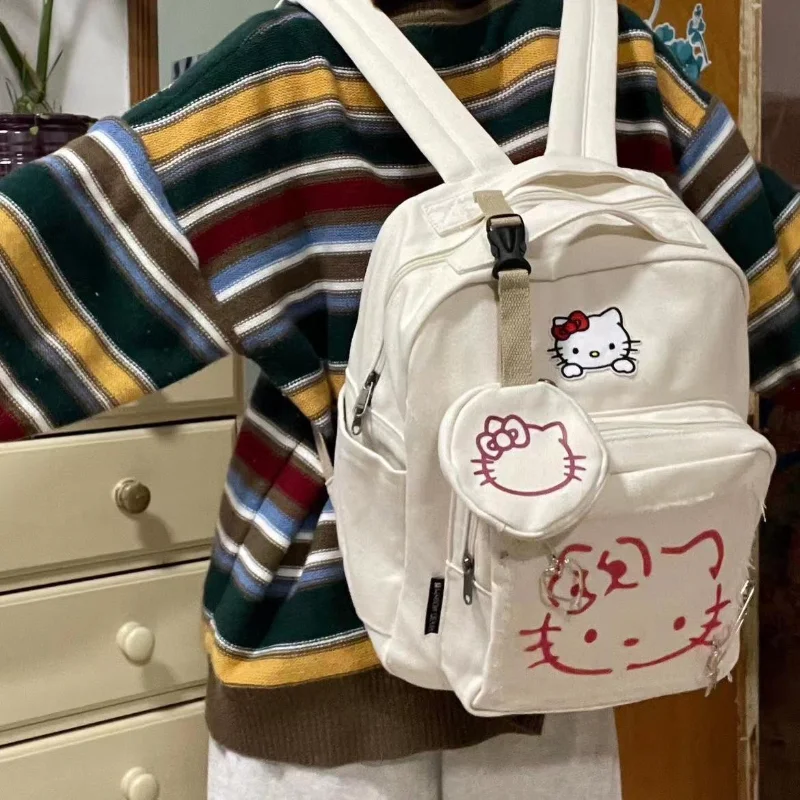 

Hello Kitty Sanrio Backpack Waterproof Girl Anime Luggage Travel Student Zipper Kawaii Teenager Laptop Rucksack Large School Bag