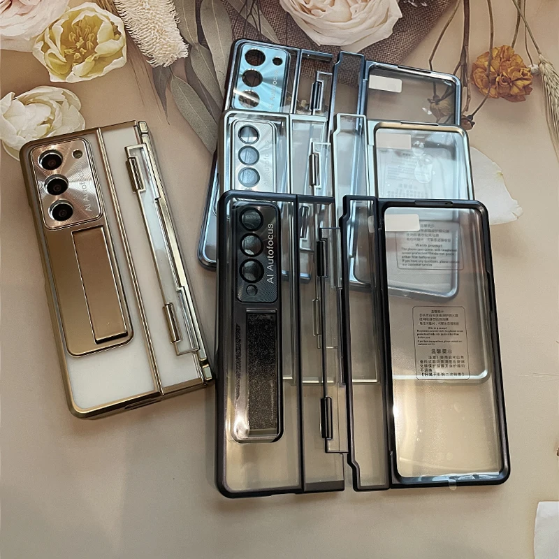 Фото Роскошный защитный чехол с подставкой и защитой экрана для Samsung Galaxy Z Fold7 6 5 4 3 5G Z Fold 6 5G Цельный прозрачный чехол с покрытием №3