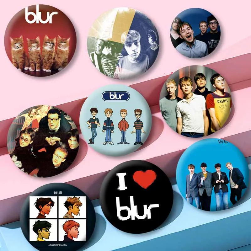 Фото Значок-брошь Pop Rock Band Blur: Дэймон Албарн, Алекс Грэм, Дэйв Сингер. Круглые значки-пуговицы для сумок, рубашек, обуви, декоративные украшения. №1