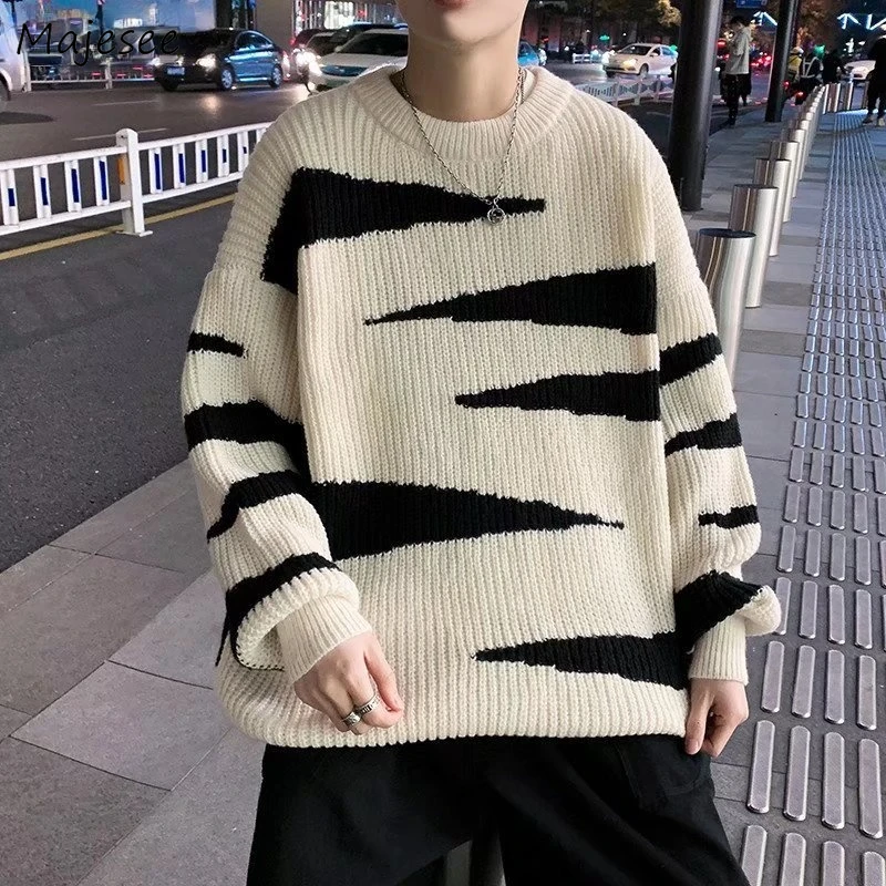 Couples Patchwork Design Fashion Casual Sweater Spring New Soft Loose Korean Style Ins All-match Vintage Sweater Pullovers Men