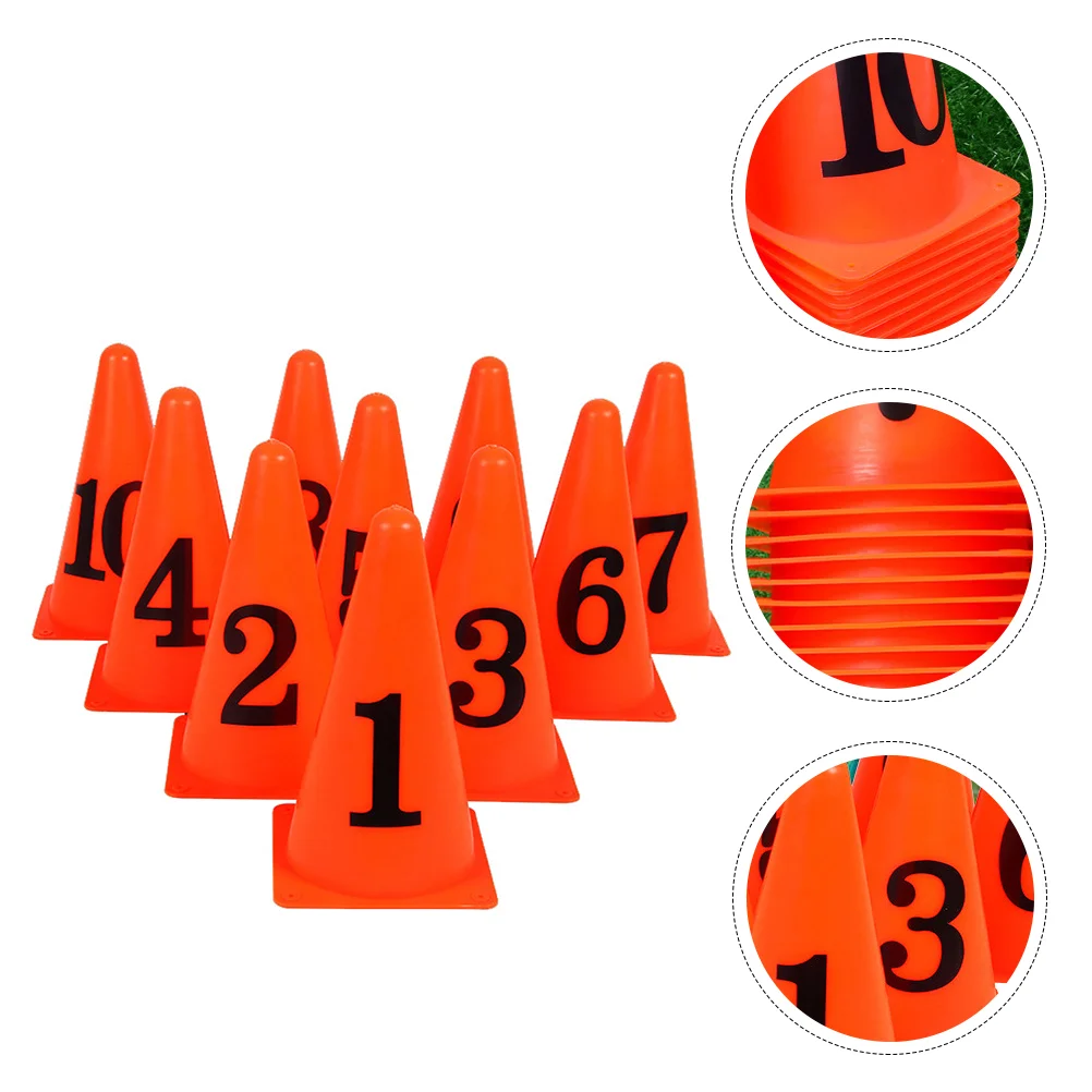 

10 Pcs Soccer Number Sign Bucket Cone Ice Cream Marker Cones Football Training Indoor Obstacle Imported PE Material Child Kids