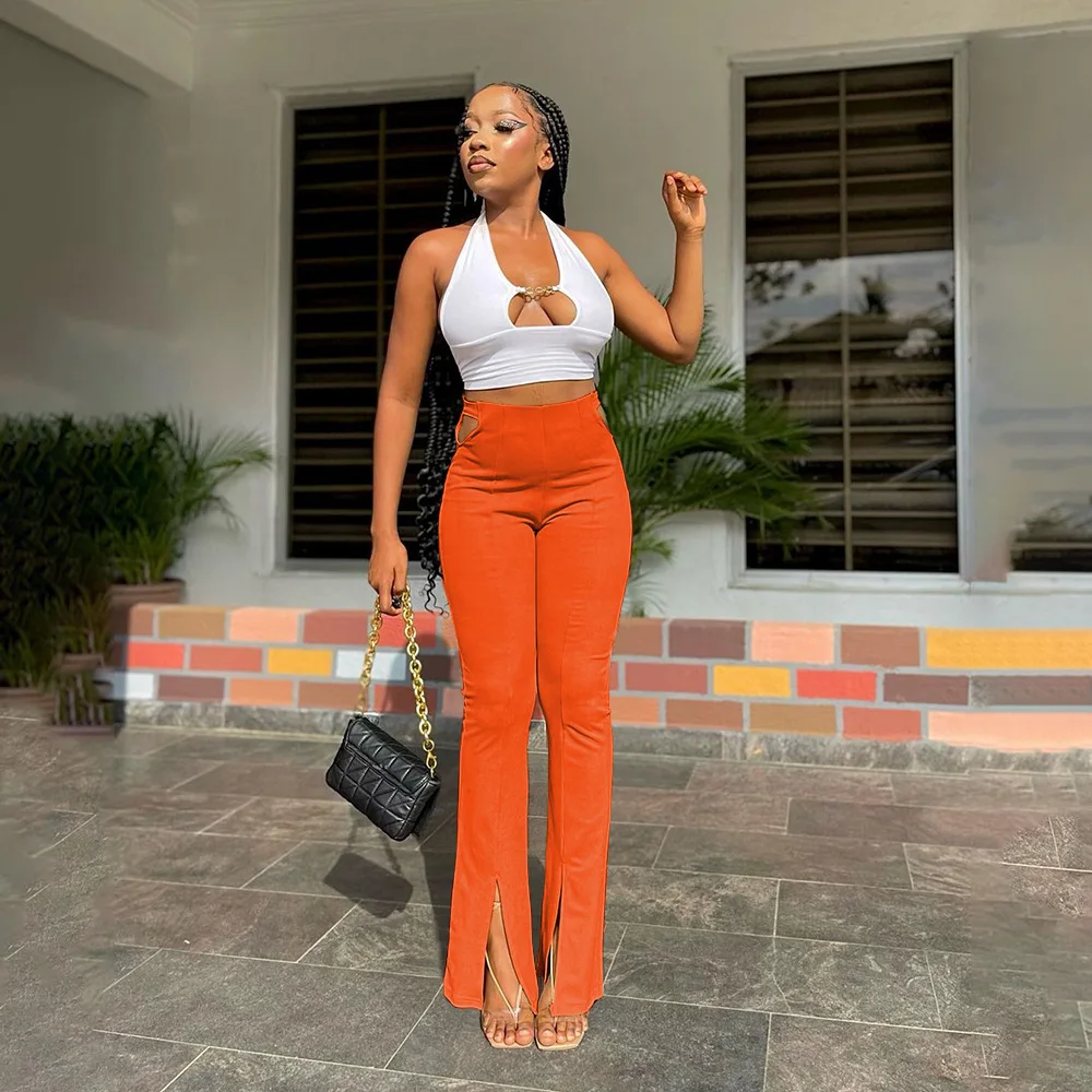 Женские расклешенные брюки CM.YAYA элегантные уличные модные с высокой талией