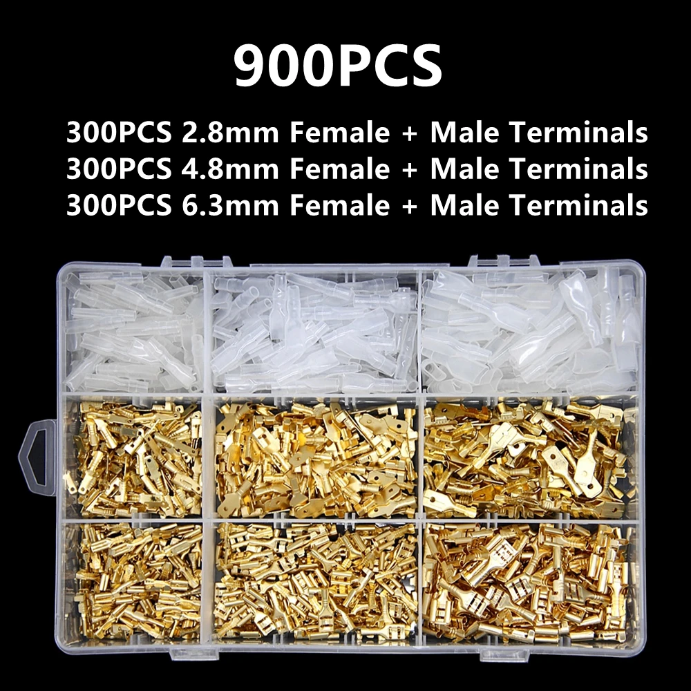 Коробка изолированная пружина штепсельной вилки штепсельная вилка холодная обжимная Клемма 2,8/4,8/6,3 мм набор коннекторов для электрических проводов или строительных плоскогубцев