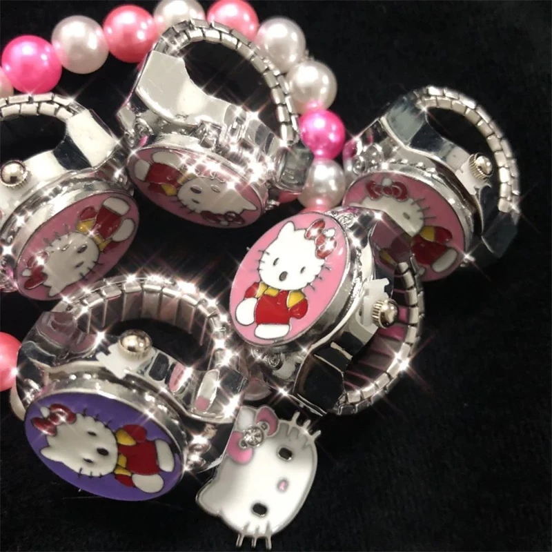 

Hello Kitty Watch Ring Cute Cartoon Kt Cat Ring Creative Electronic Watch Y2K Style Accessories Personality Watches Rings