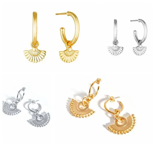 

925 Silver Ear Needle Geometric Sector Pendant Stud Earrings for Women Gold Silver Color Metal Punk Earrings Fashion Jewelry