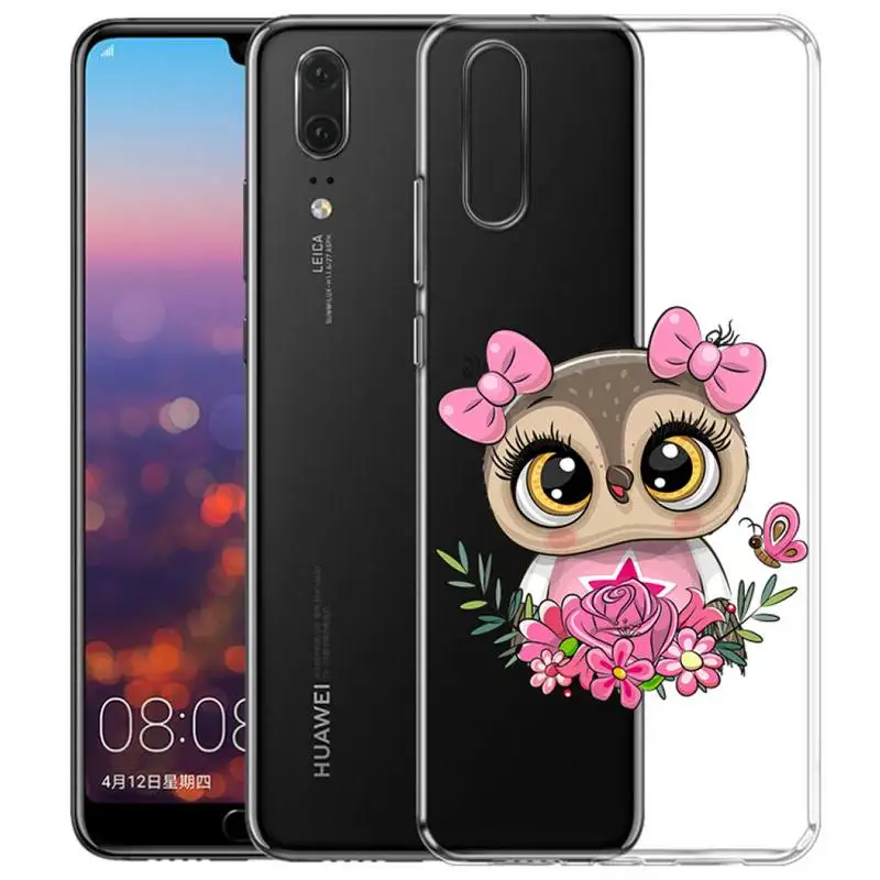 

Cute Owl Hearts Lover Phone Case Transparent Phone Case For Huawei P30lite P30Pro P40lite P20Pro P30