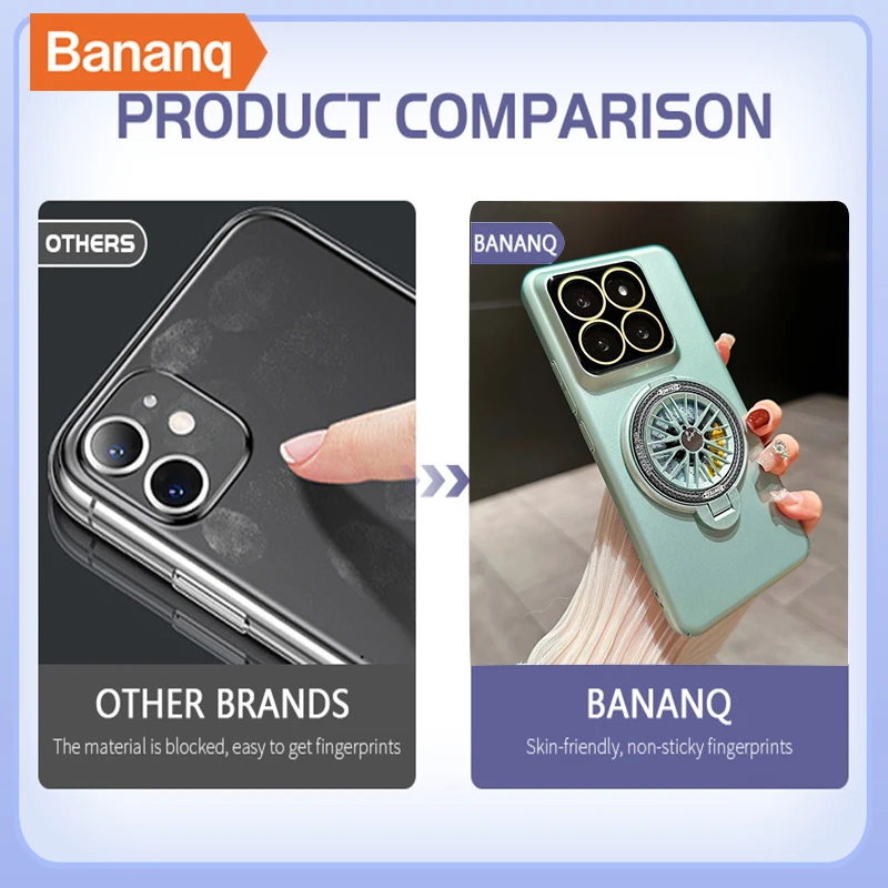 Bananq вращающийся на 360 ° гироскоп Магнитный чехол-кронштейн для Xiaomi 14 сверхпрочный