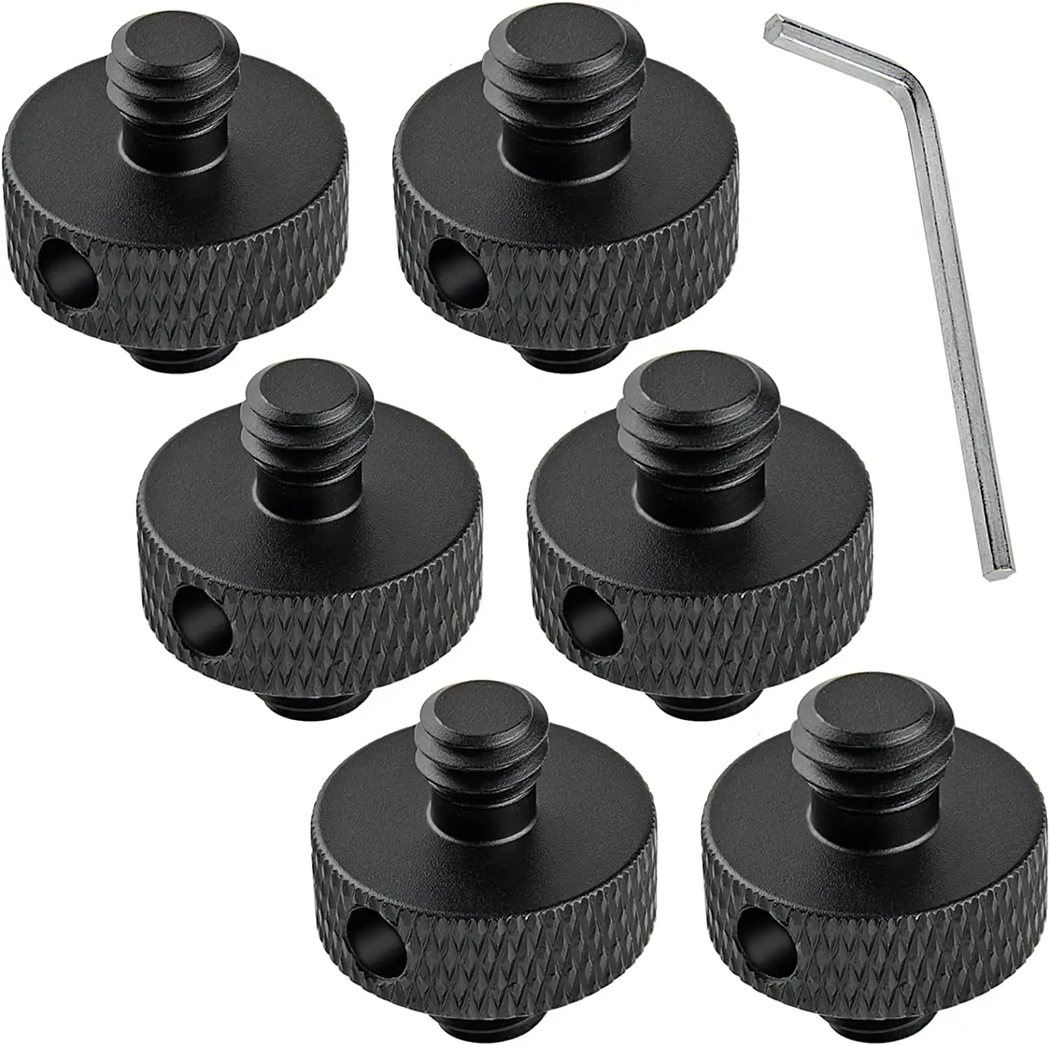 

Camera Screw Adapter 1/4" Male to 1/4" Male & 1/4" Male to 3/8" Male with Hole 6 Pcs Set for Camera Tripod Light Stand DSLR Shou