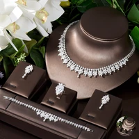 hibride elegant white cubic zirconia jewelry sets for women 4pcs necklace and earrings set bridal wedding accessories n 270