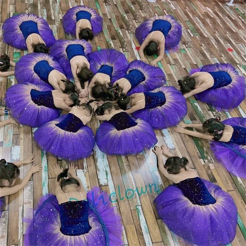 Блестящий детский танцевальный костюм Bing балетное платье для девочек юбка-пачка