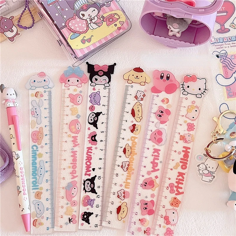 

Transparent Kulomi My Melody Cinnamoroll Double-layer Acrylic Ruler Student Measuring Stationery 15CM Scale Kawaii