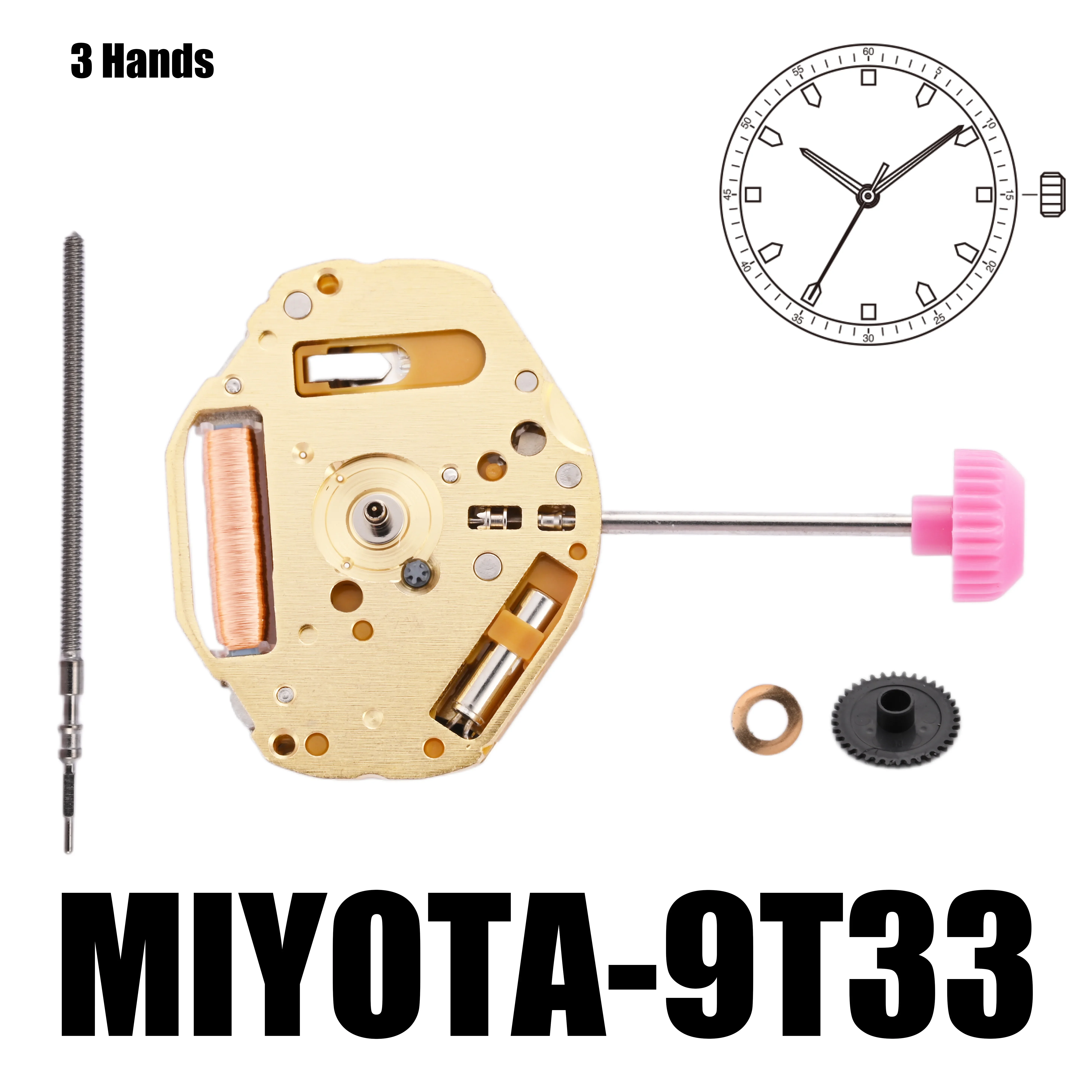 Движение 9T33 Miyota движение с 3 стрелками сверхтонкое движение. Идеально подходит